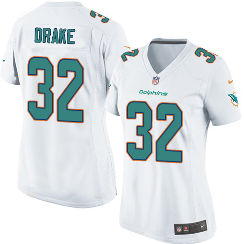 Women's Elite Kenyan Drake Nike Jersey White Road - #32 NFL Miami Dolphins